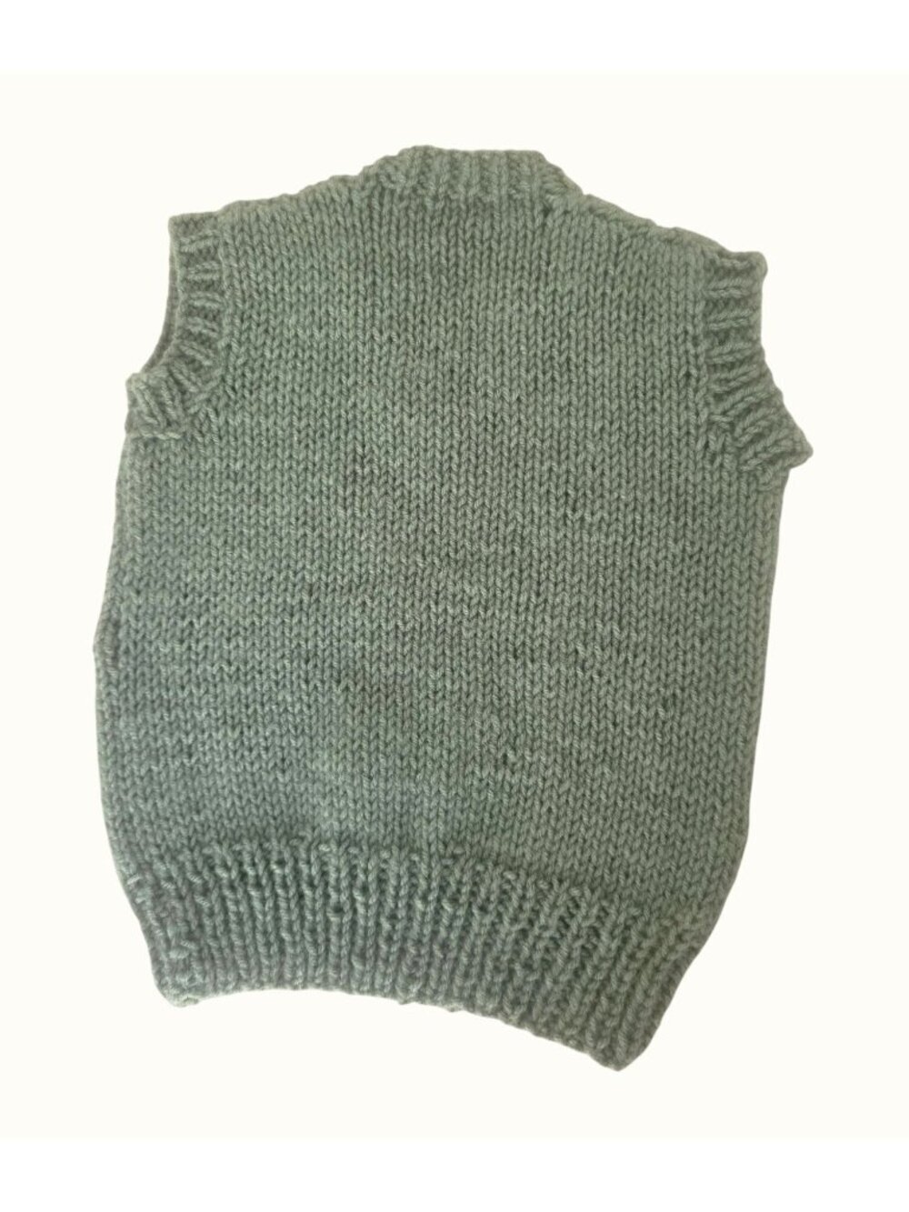 Hand Knit Toddler Sweater Vest Unisex Sz 2T/3T Teal Green Chunky Knit V Neck - Picture 4 of 6